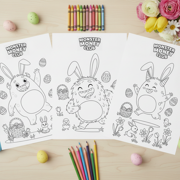 Monster Money Club - FREE Easter Colouring Pages