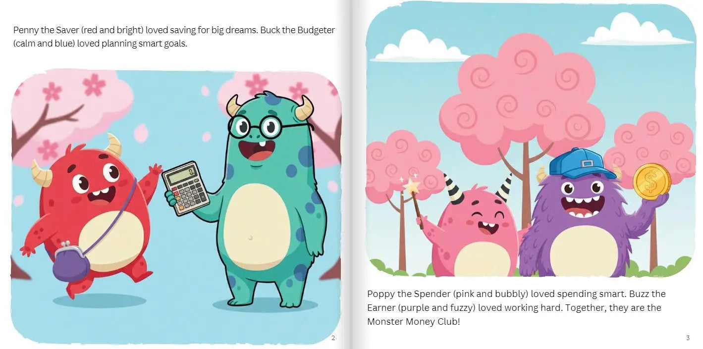 The Monster Money Club Fair Book Pages 2 and 3