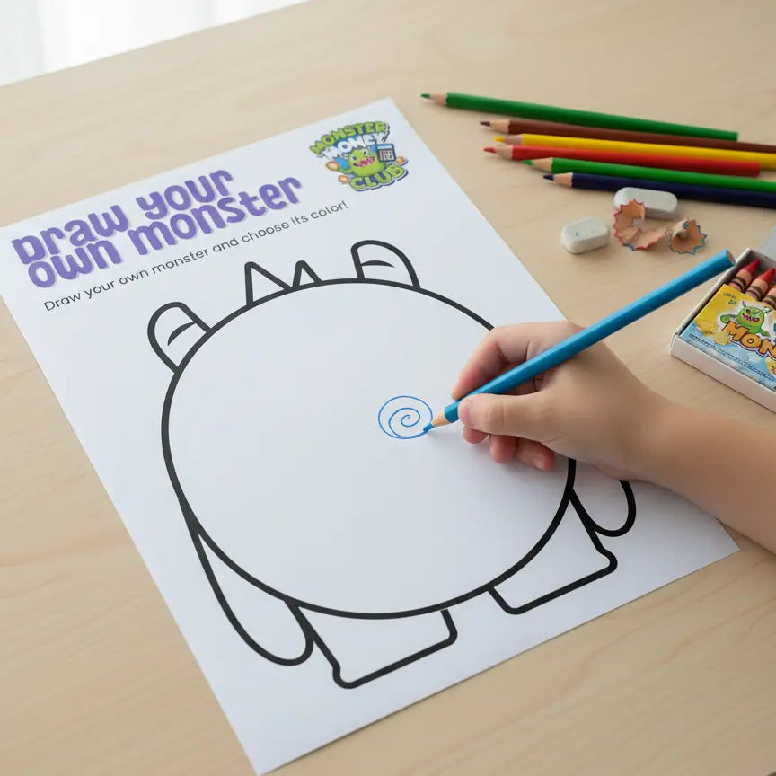 FREE Monster Money Club "Draw Your Own Monster" Creative Activity Monster Money Club